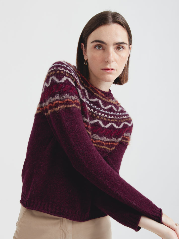 Camila Baby Alpaca Sweater in Garnet