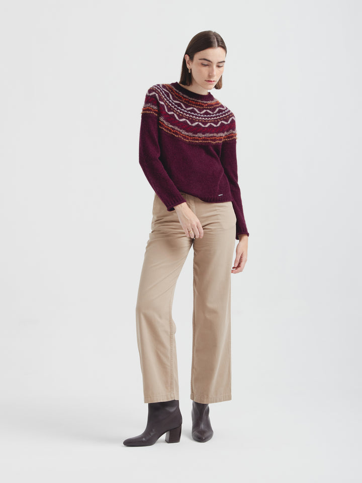 Camila Baby Alpaca Sweater in Garnet