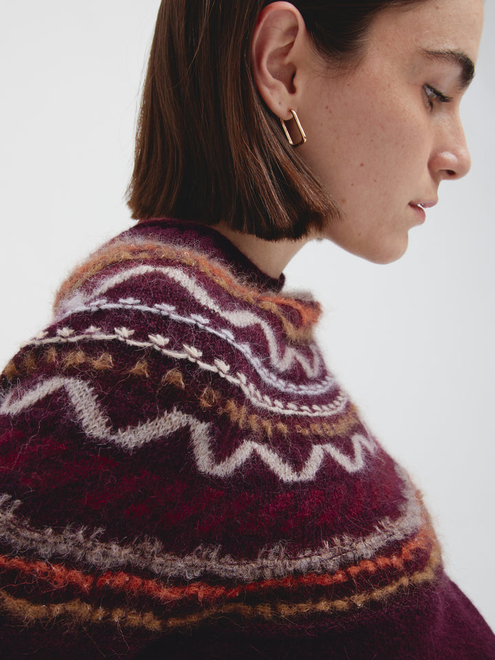 Camila Baby Alpaca Sweater in Garnet