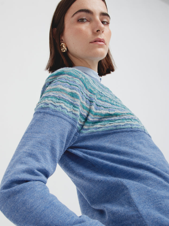 Sky Blue Cinnamon Baby Alpaca Sweater