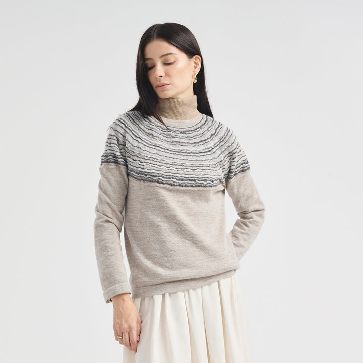Suéter Canela De Baby Alpaca Color Beige
