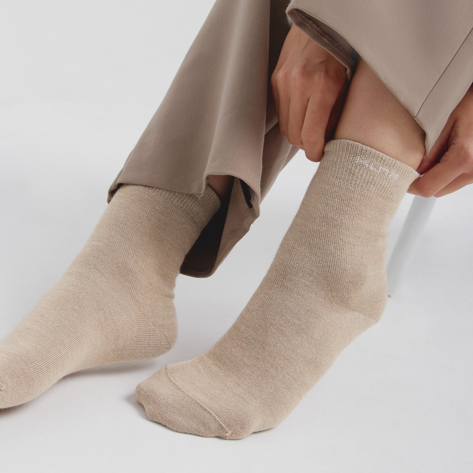 Medias Rigolo De Baby Alpaca Color Beige