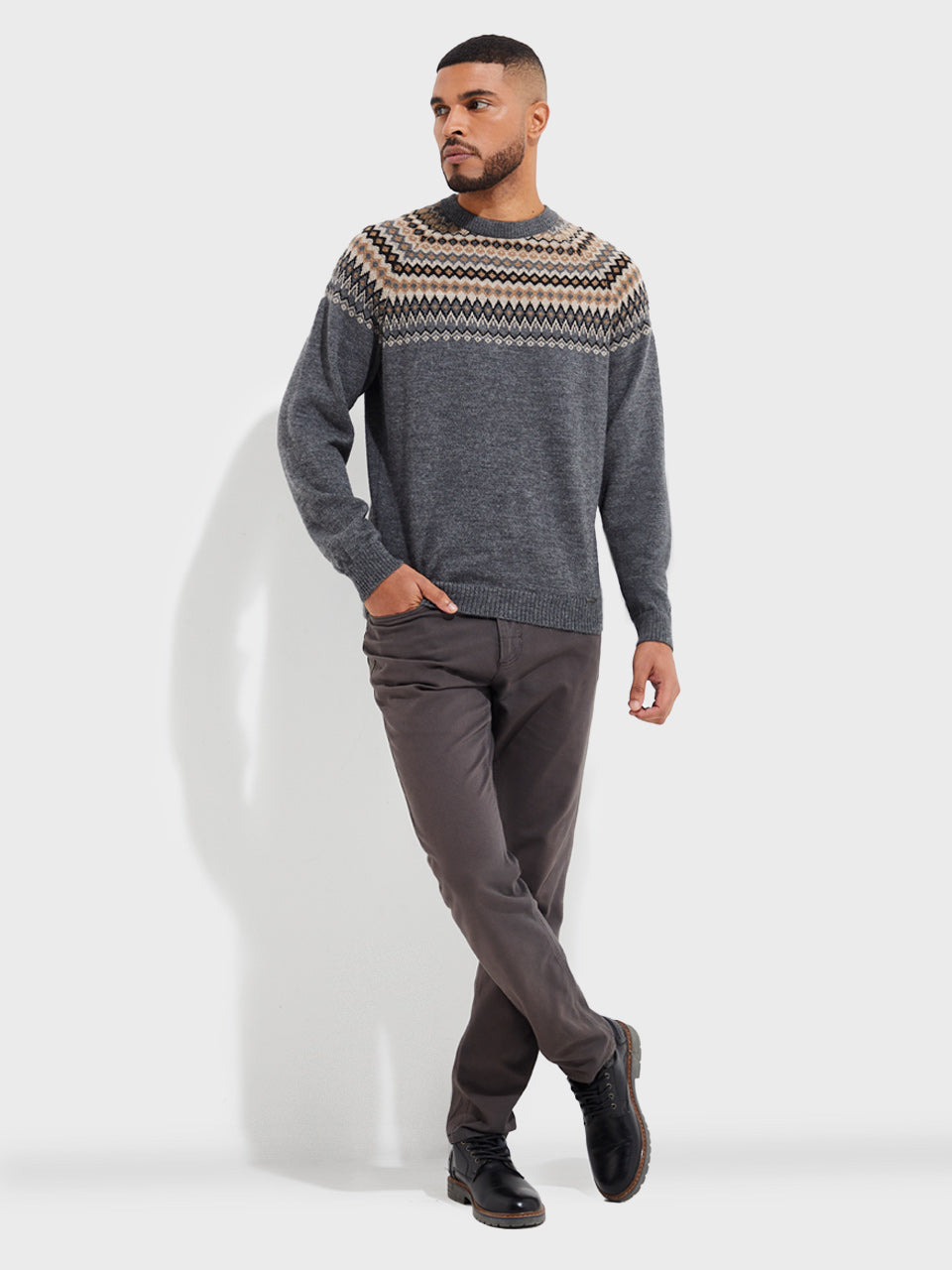 Suéter Yago De Baby Alpaca Color Gris