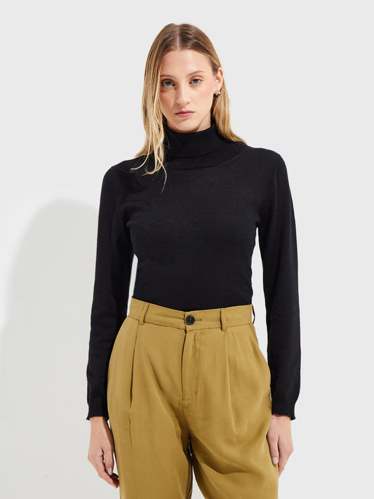 Suéter Ysola De Baby Alpaca Color Negro