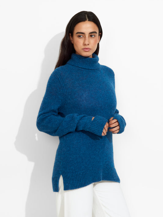 Suéter Zero De Baby Alpaca Color Azul