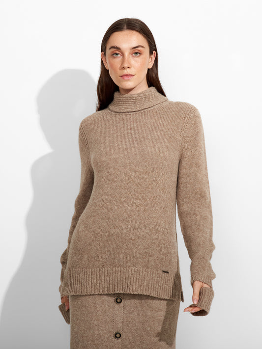 Suéter Zero De Baby Alpaca Color Marrón
