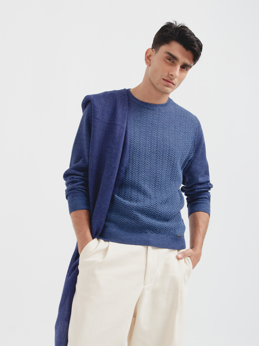 Suéter Charly De Baby Alpaca Color Azul