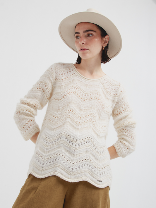 Suéter Cristal De Baby Alpaca Color Ecru