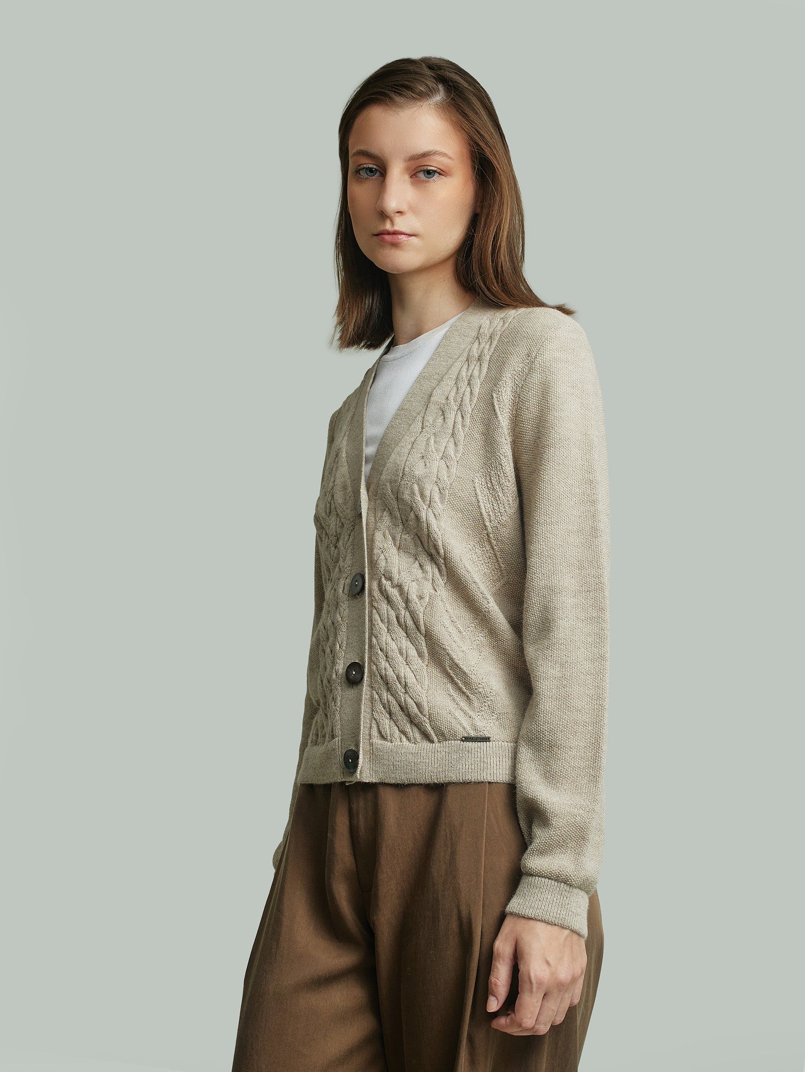 Yanina Baby Alpaca Cardigan in Beige