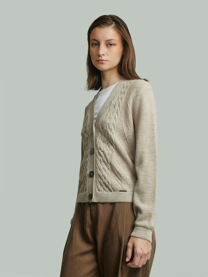 Cárdigan Yanina De Baby Alpaca Color Beige