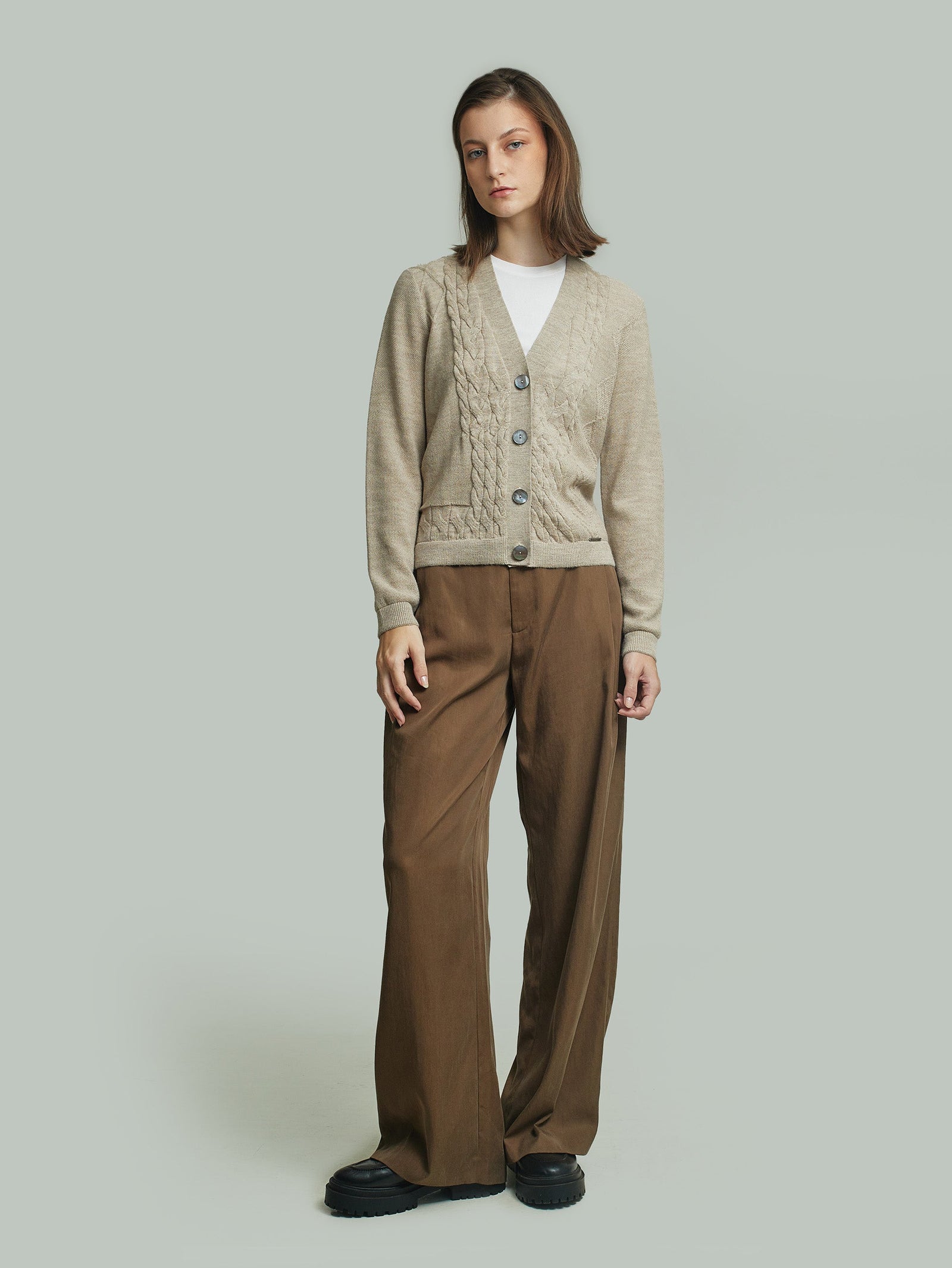 Yanina Baby Alpaca Cardigan in Beige