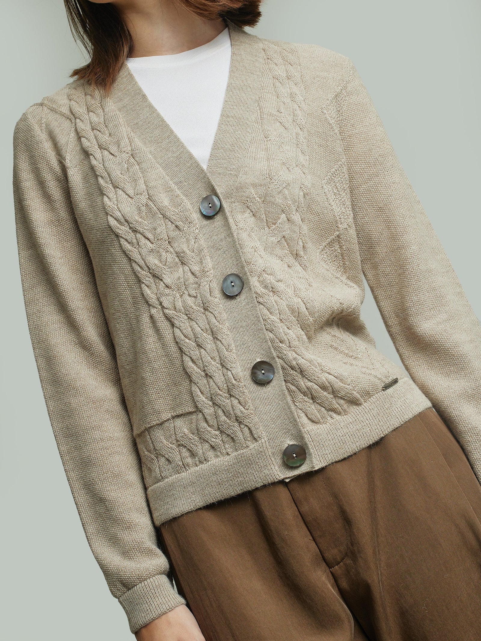 Yanina Baby Alpaca Cardigan in Beige