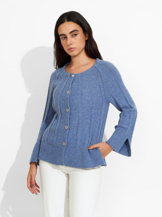 Cárdigan Zephir De Baby Alpaca Color Celeste