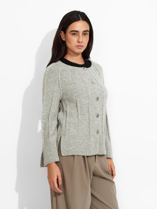 Cárdigan Zephir De Baby Alpaca Color Gris
