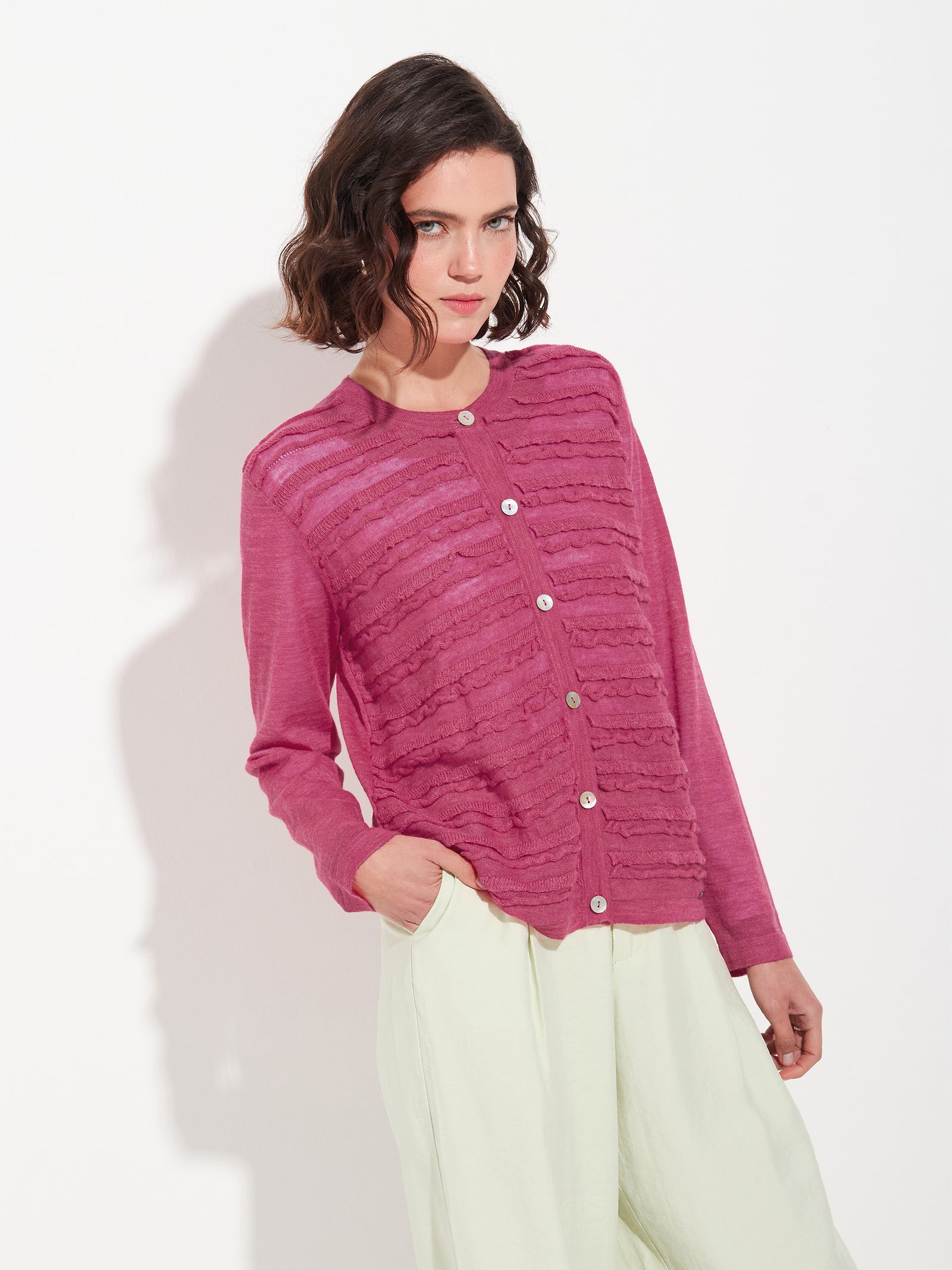 Fuchsia Zarina Baby Alpaca Cardigan