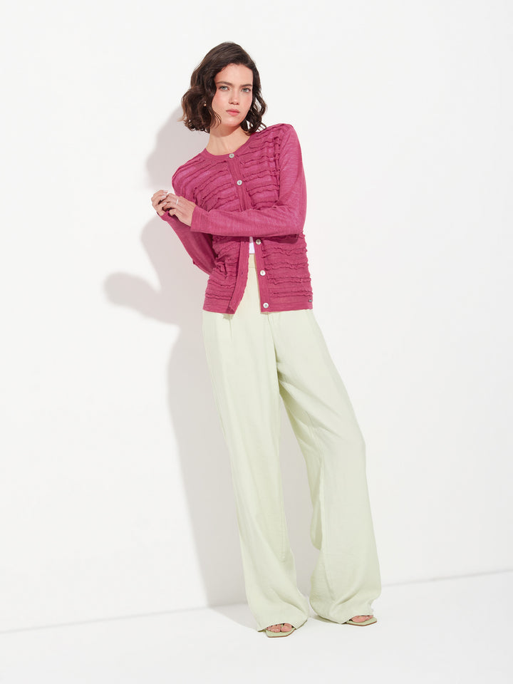 Cárdigan Zarina De Baby Alpaca Color Fucsia