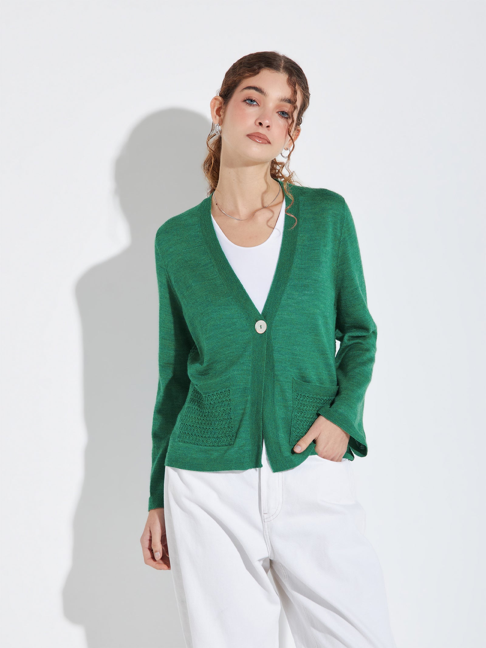 Cárdigan Zanzibar De Baby Alpaca Color Verde