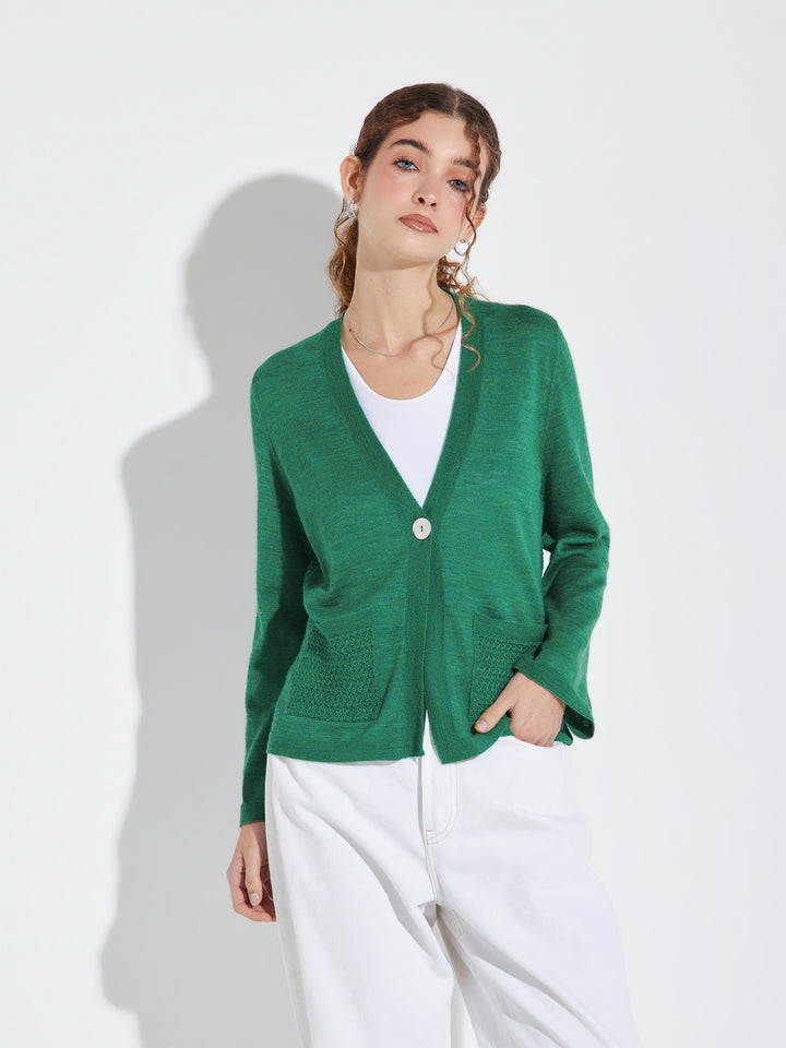 Cárdigan Zanzibar De Baby Alpaca Color Verde