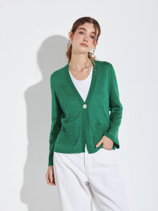 Cárdigan Zanzibar De Baby Alpaca Color Verde