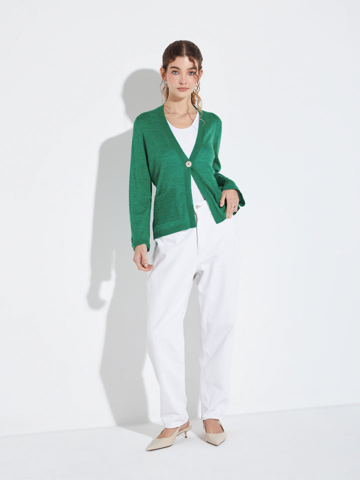 Cárdigan Zanzibar De Baby Alpaca Color Verde