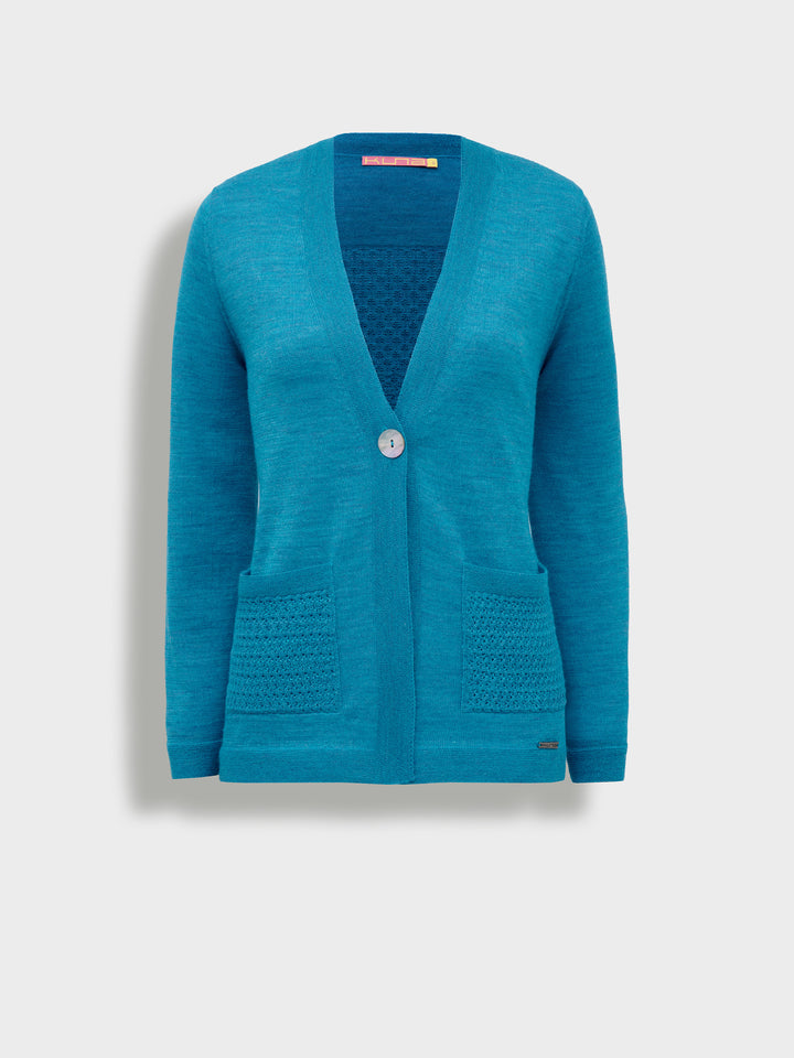 Cárdigan Zanzibar De Baby Alpaca Color Azul