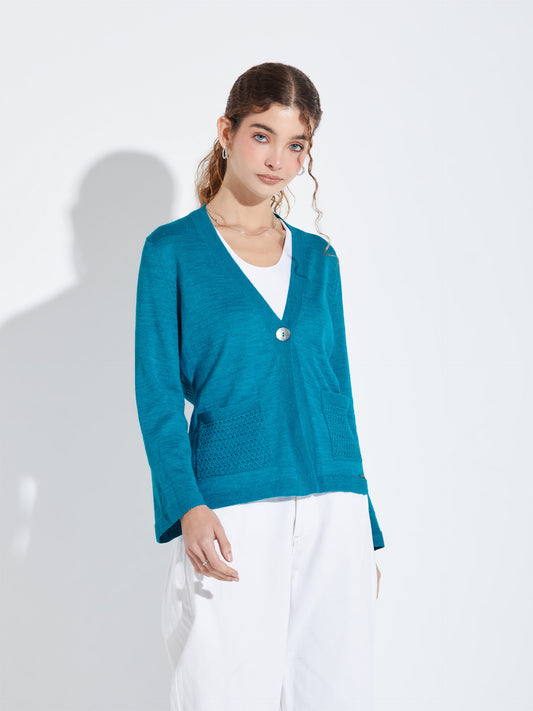 Cárdigan Zanzibar De Baby Alpaca Color Azul