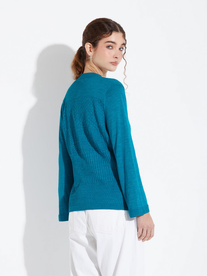 Cárdigan Zanzibar De Baby Alpaca Color Azul