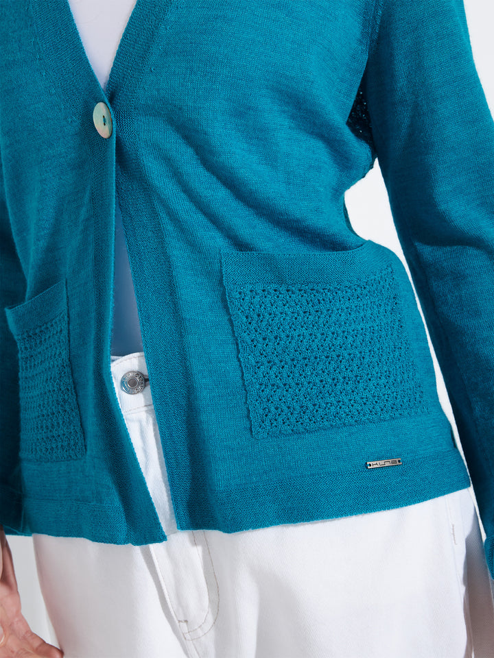 Cárdigan Zanzibar De Baby Alpaca Color Azul