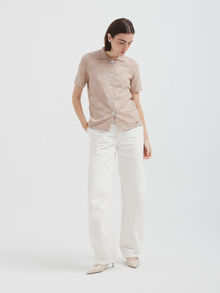 Blusa Zabeth De Algodón Color Beige