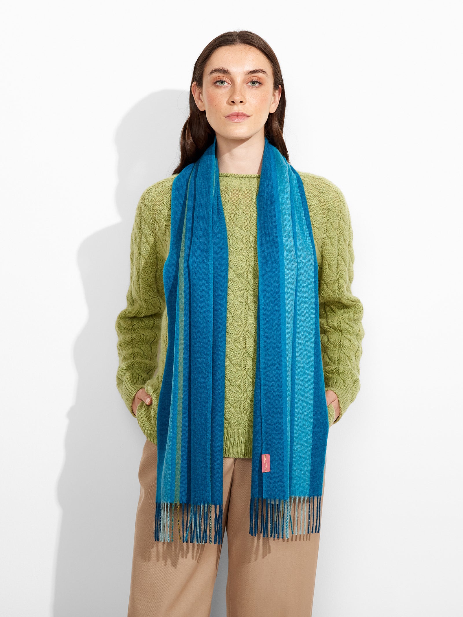 Bufanda Perejil De Baby Alpaca Color Turquesa