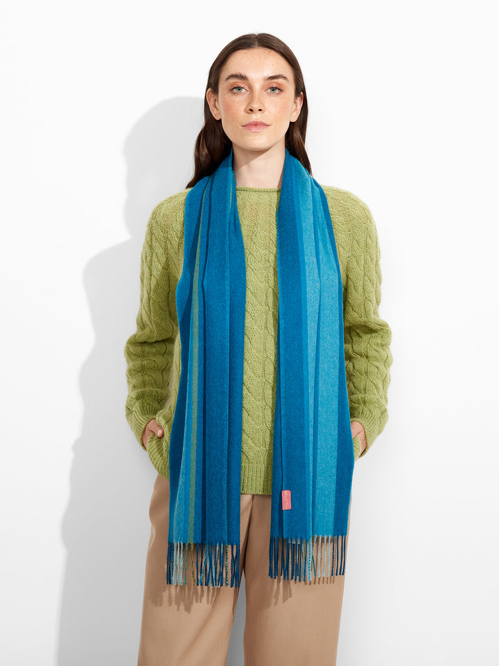 Bufanda Perejil De Baby Alpaca Color Turquesa