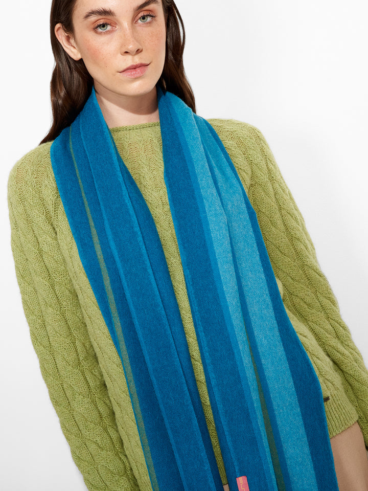Bufanda Perejil De Baby Alpaca Color Turquesa