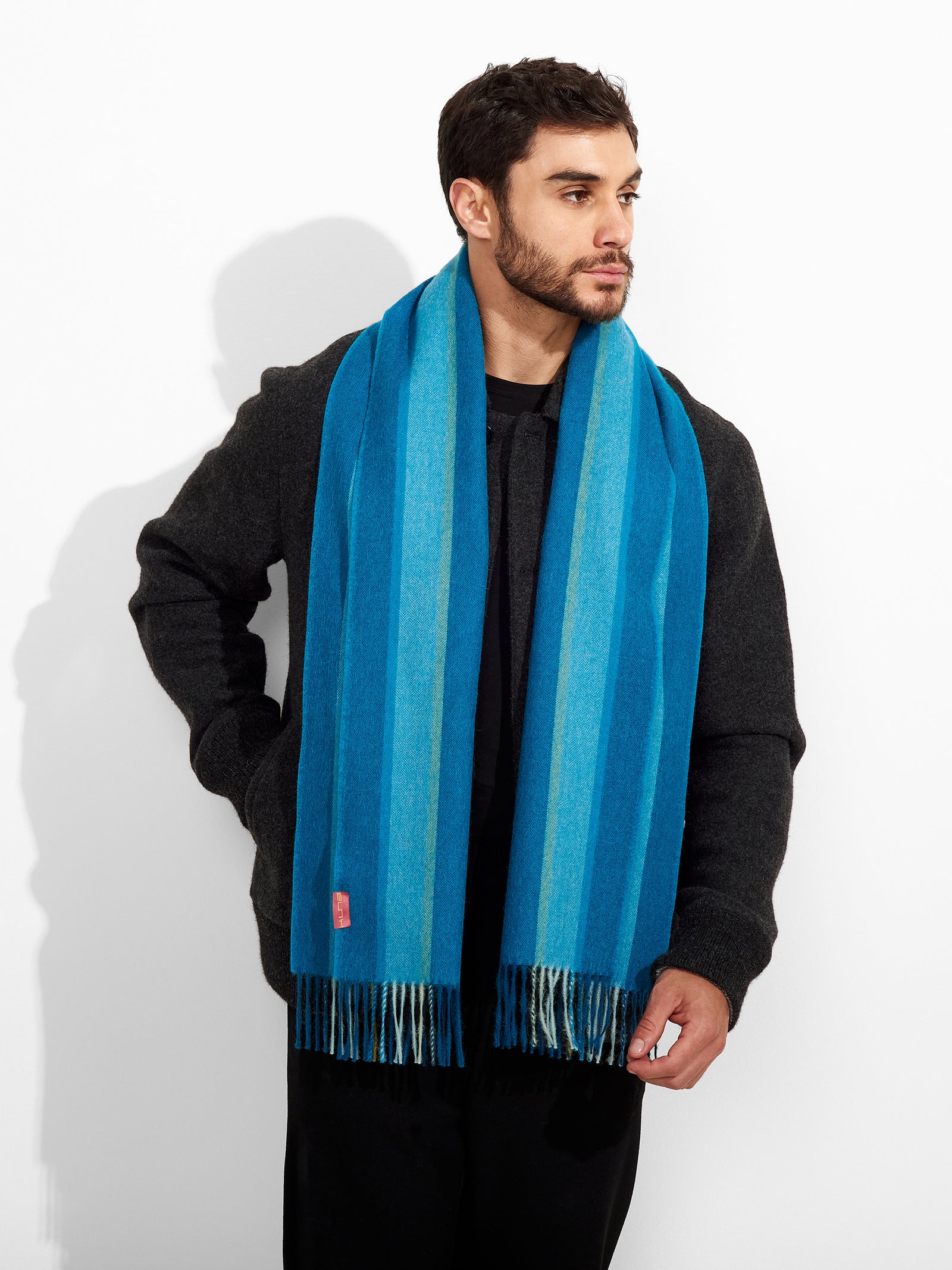 Bufanda Perejil De Baby Alpaca Color Turquesa