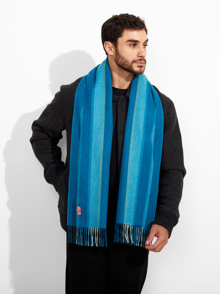 Bufanda Perejil De Baby Alpaca Color Turquesa