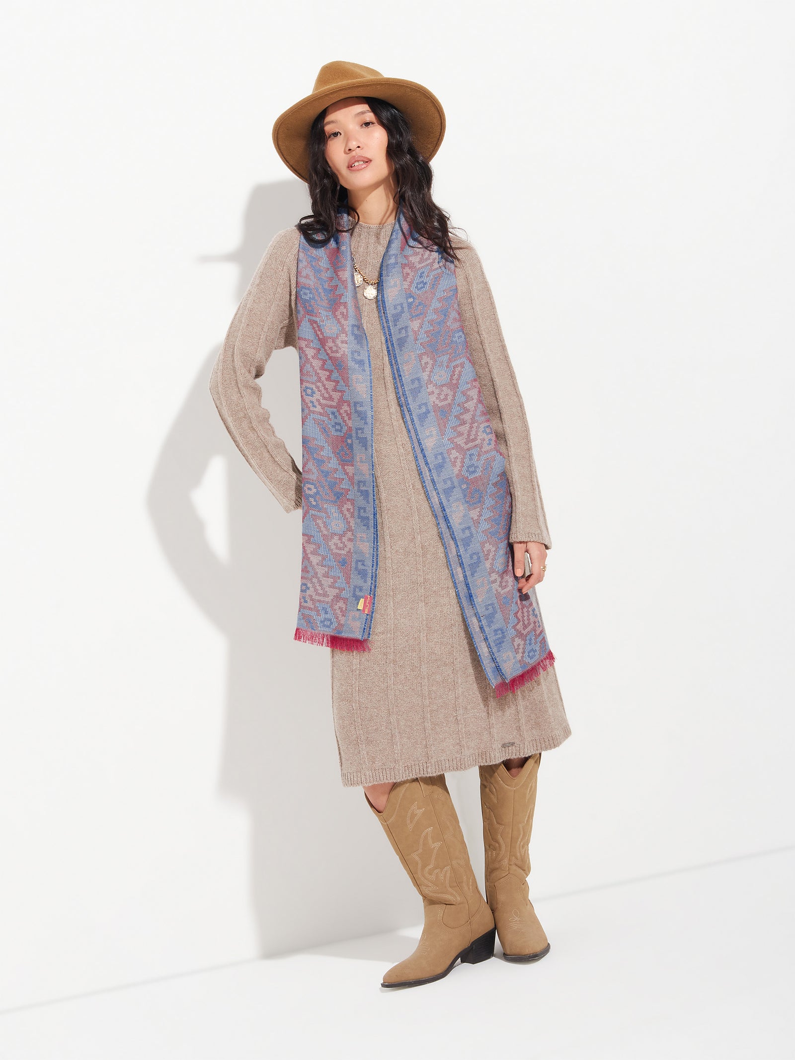 Bufanda Chancay - 38 De Baby Alpaca Color Azul