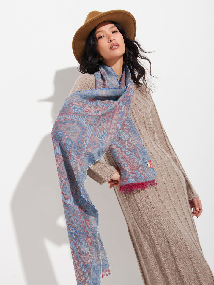 Bufanda Chancay - 38 De Baby Alpaca Color Azul