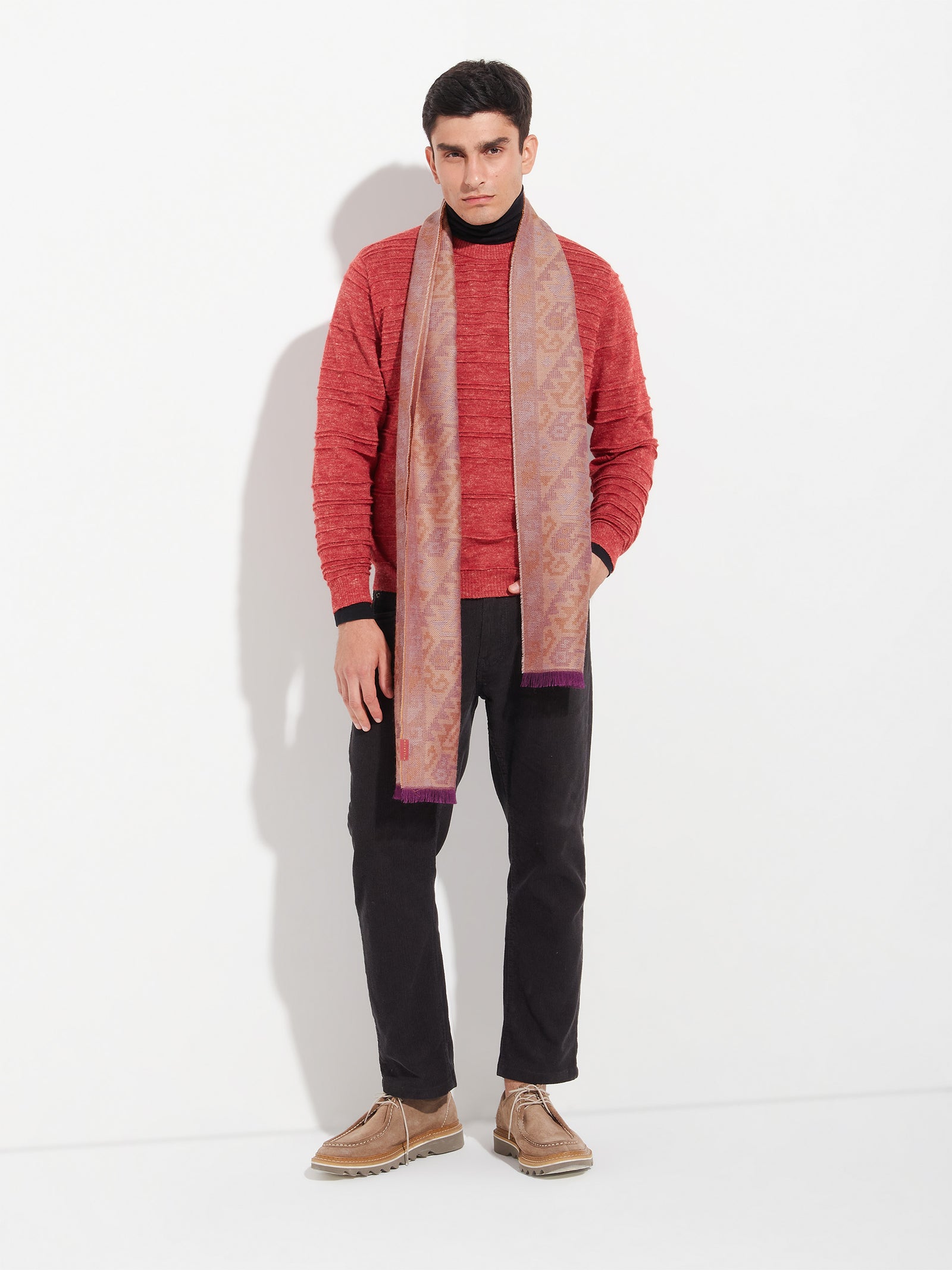 Bufanda Chancay - 38 De Baby Alpaca Color Rojo