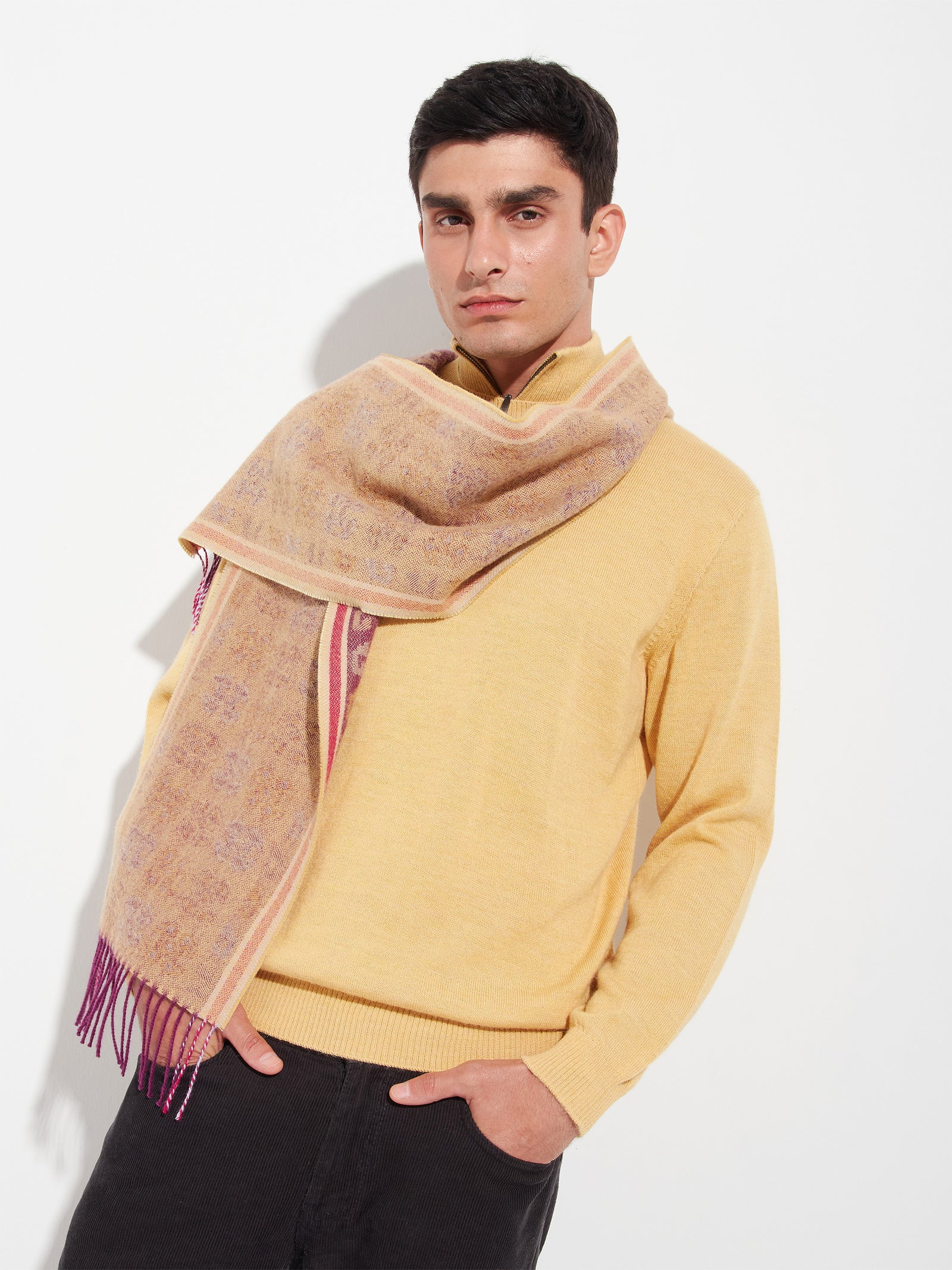 Bufanda Chancay - 36 De Baby Alpaca Color Fucsia