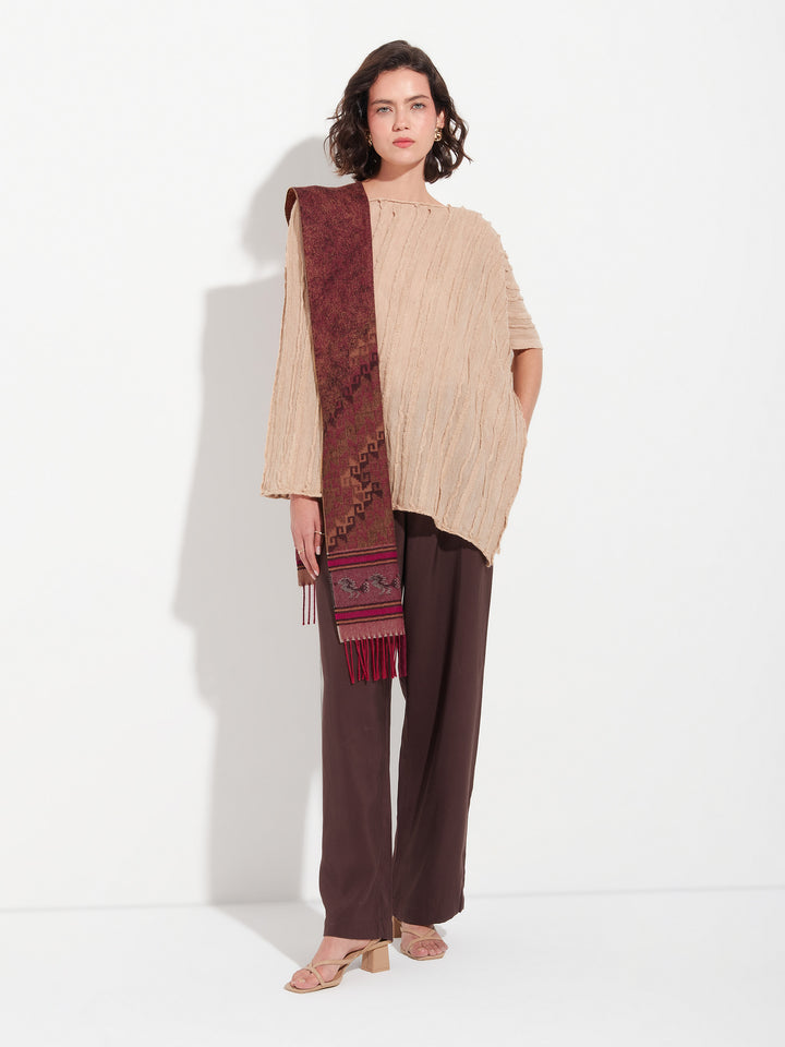 Bufanda Chancay - 37 De Baby Alpaca Color Rojo