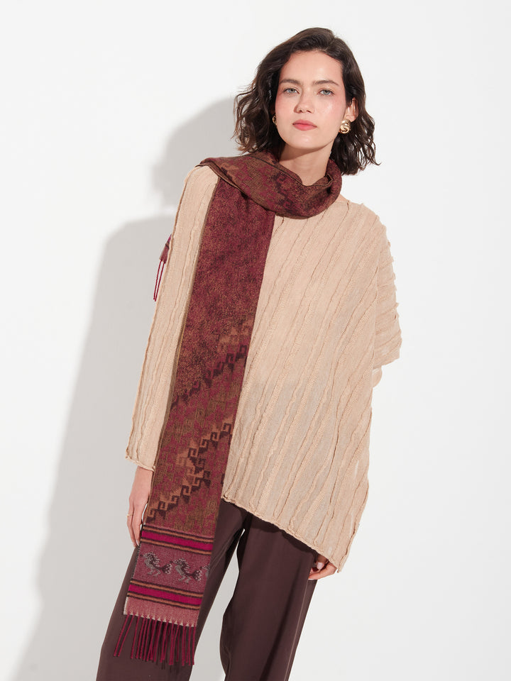 Bufanda Chancay - 37 De Baby Alpaca Color Rojo