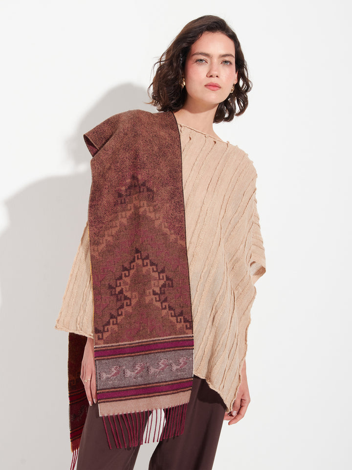 Bufanda Chancay - 37 De Baby Alpaca Color Rojo