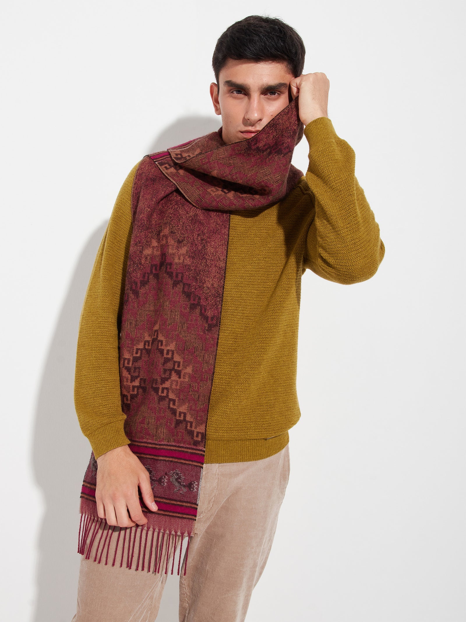 Bufanda Chancay - 37 De Baby Alpaca Color Rojo
