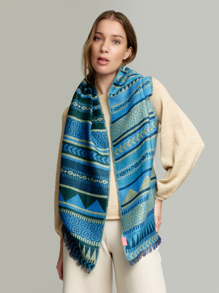 Bufanda Yaranga De Baby Alpaca Color Azul