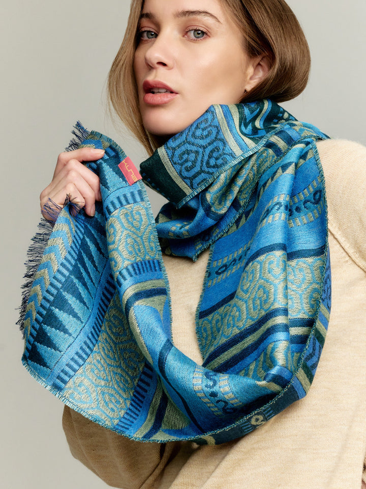 Bufanda Yaranga De Baby Alpaca Color Azul