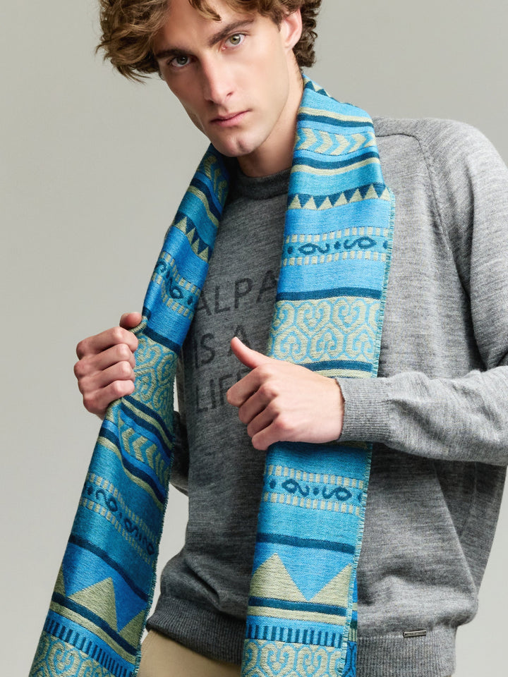 Bufanda Yaranga De Baby Alpaca Color Azul