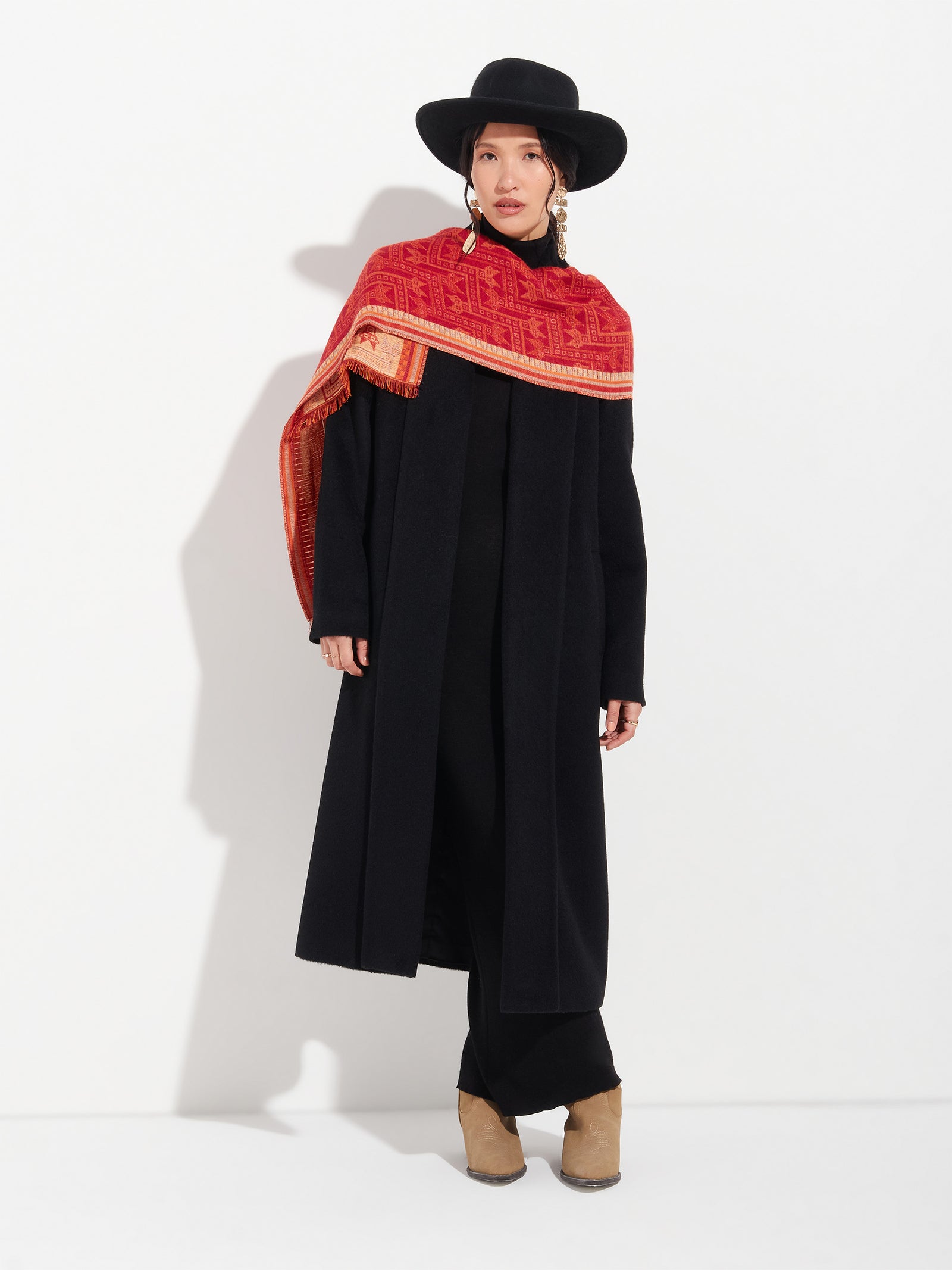 Bufanda Chancay - 39 De Baby Alpaca Color Rojo