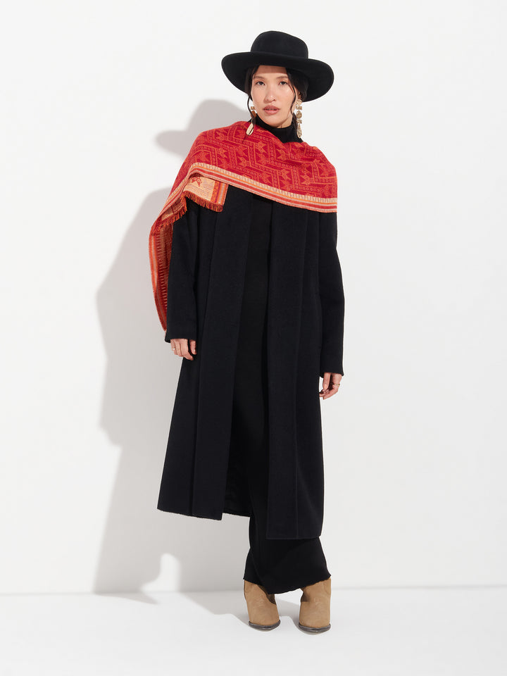 Bufanda Chancay - 39 De Baby Alpaca Color Rojo