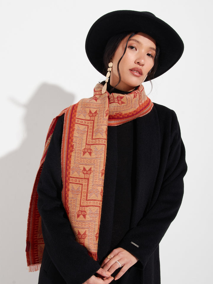 Bufanda Chancay - 39 De Baby Alpaca Color Rojo