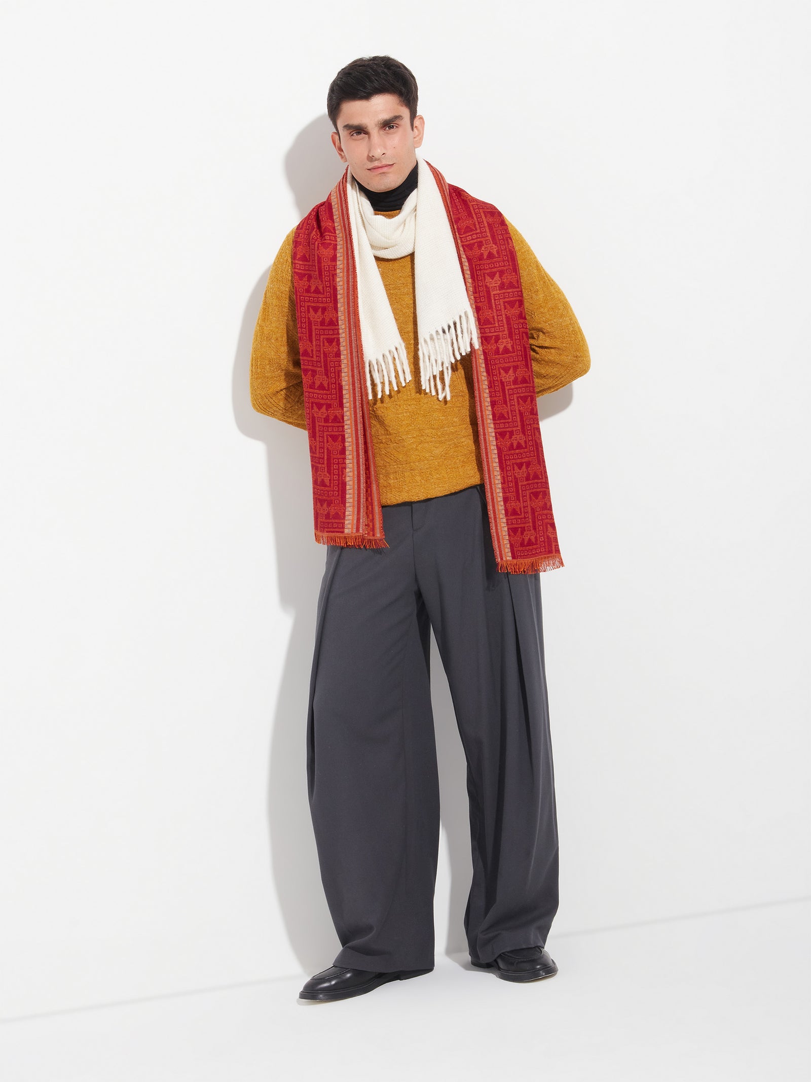 Bufanda Chancay - 39 De Baby Alpaca Color Rojo