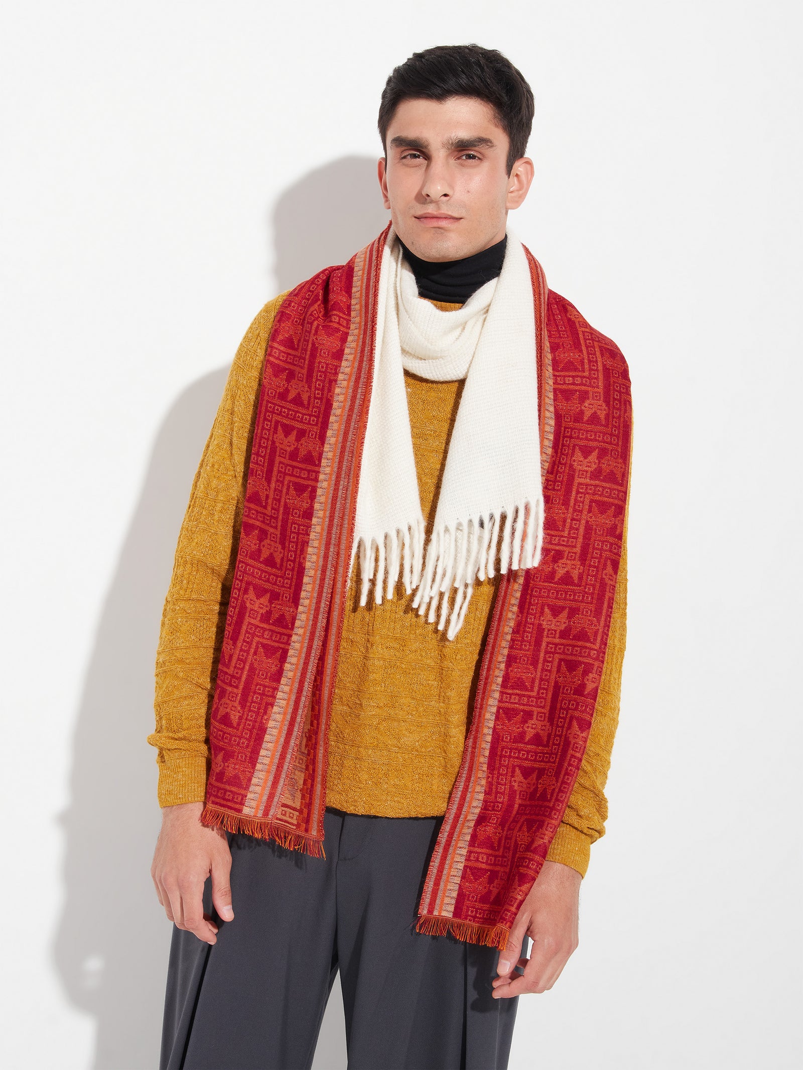 Bufanda Chancay - 39 De Baby Alpaca Color Rojo